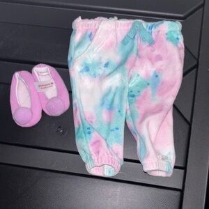 American Girl Pink and Blue Tie-Dye Pants with Slippers